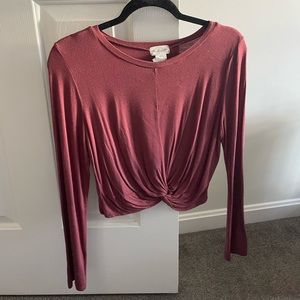 Long sleeve cropped maroon top